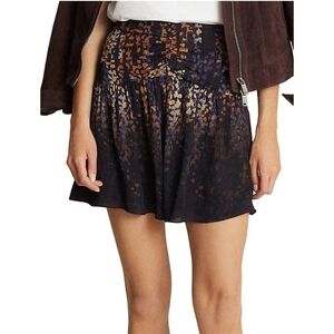Reiss Alana Coco Moon Print Mini Skirt Floral Flouncy Feminine Elevated Chic  0